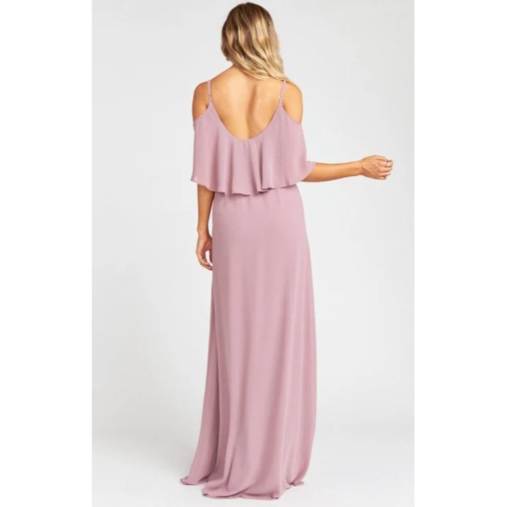 Show Me Your MuMu Caitlin Ruffle Maxi Dress Antique Rose Chiffon Boho Whimsy Fes - Picture 6 of 14